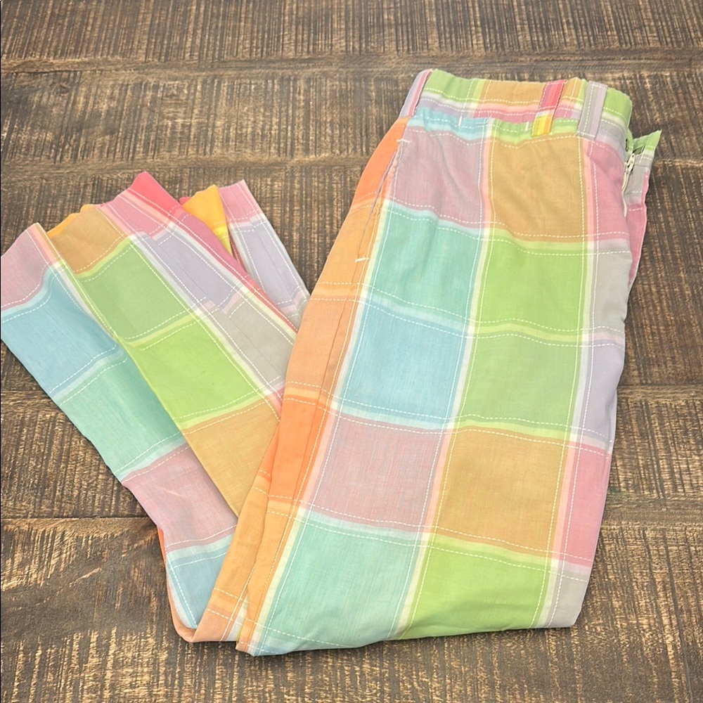 Vintage Pink and Orange Plaid Pants